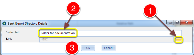Select bank and folder name