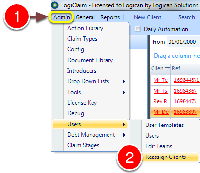 Open the Reassign Clients window