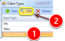Open the Claim Type Set Up Window