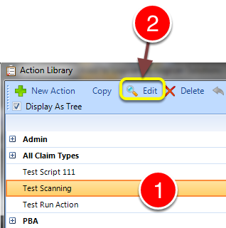 Select the Action to Edit