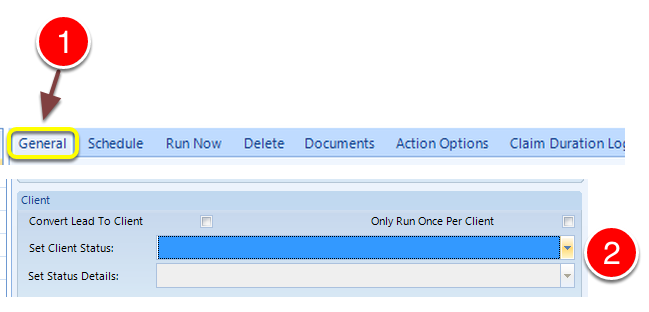Choose the Client Status and Details