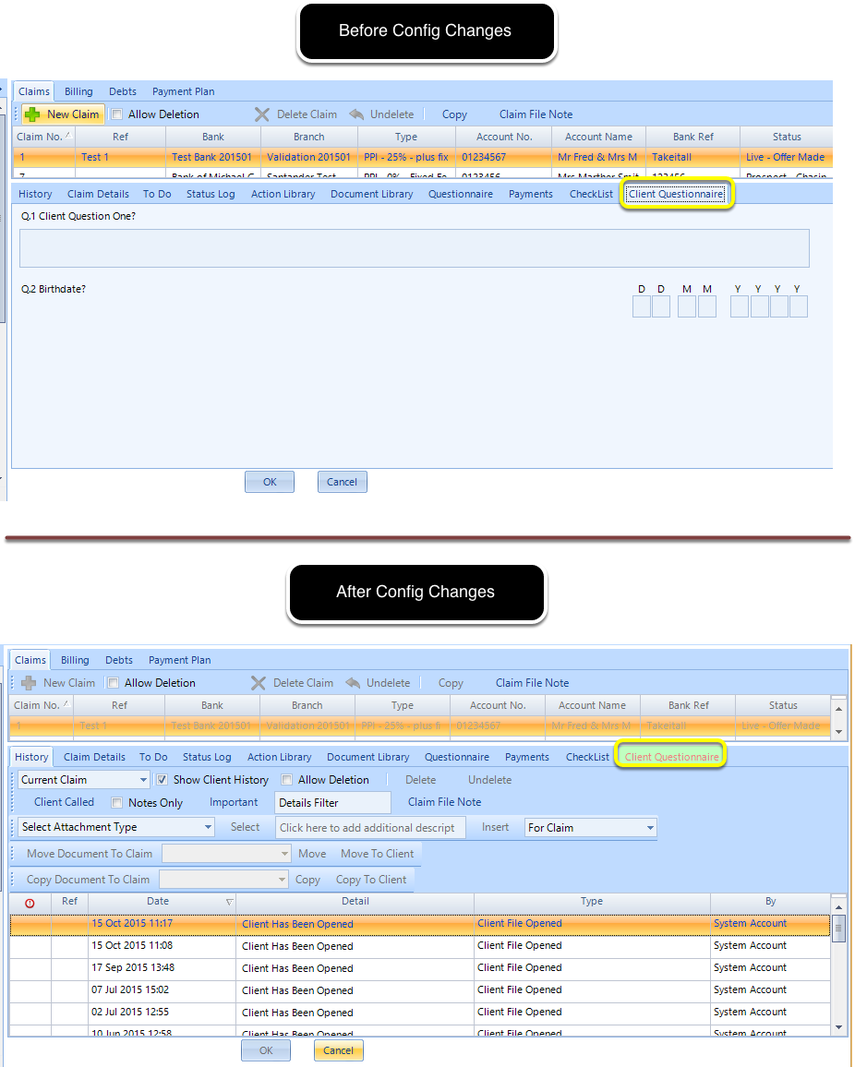 Before and After Config Changes