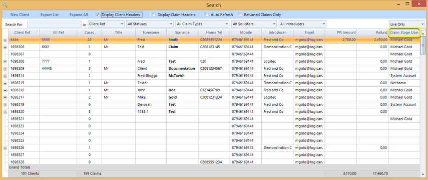 Search Screen