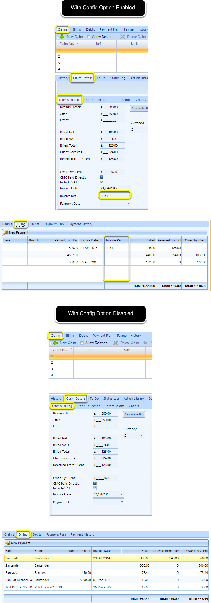 Config Option Enabled/Disabled