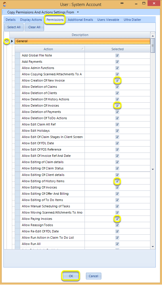 Set Permissions