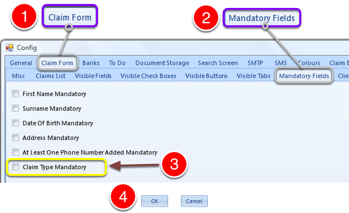 Open Mandatory Fields Window