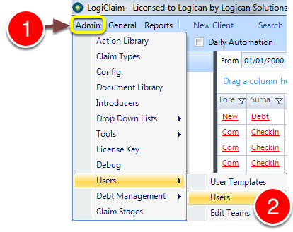 Open the Users window