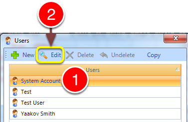 Open the required User's window