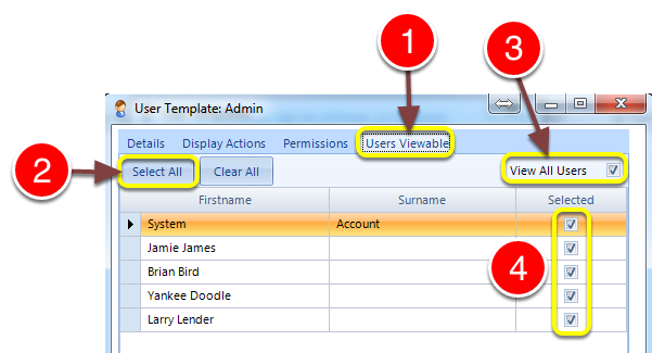 Select Users Visible