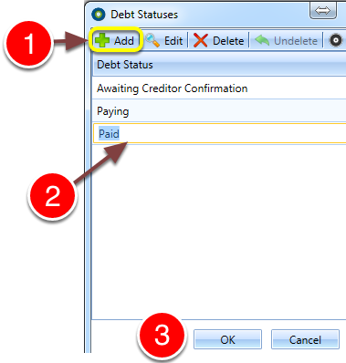 Add a Debt Status