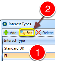Select the Interest Type to edit