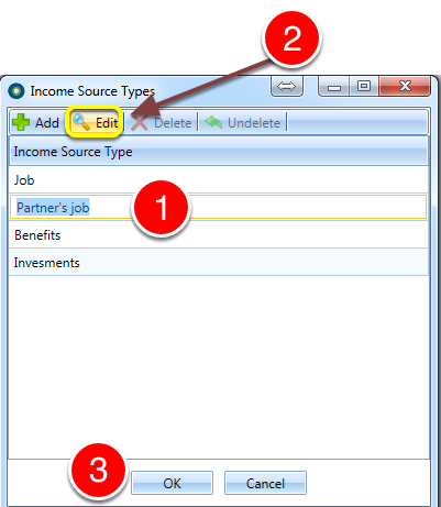 Edit the Income Source Type's name