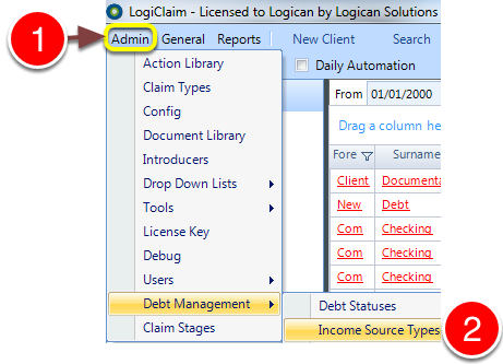 Open the Income Source Types window