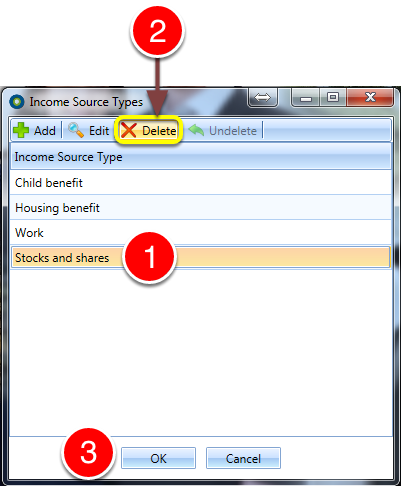 Remove the Income Source Type