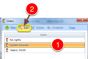 Open the required User's window