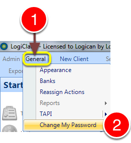 Open the Change Password window
