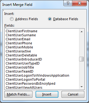 Select the required field from the list