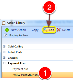 Select the required Action