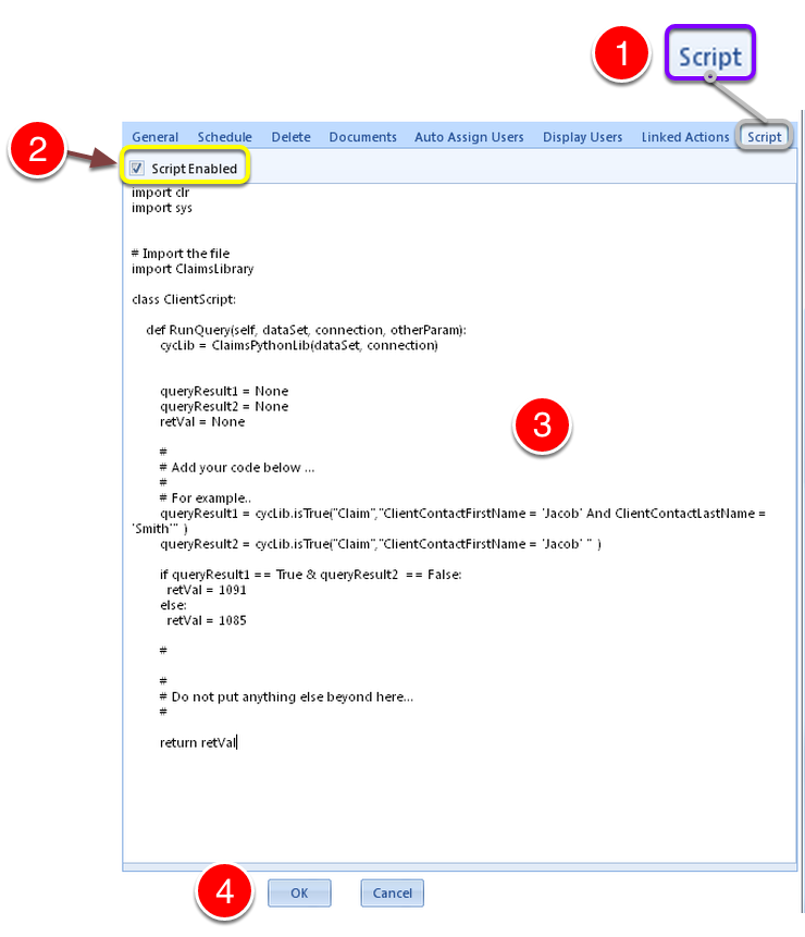 Open the Script window