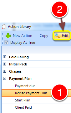 Select the required Action