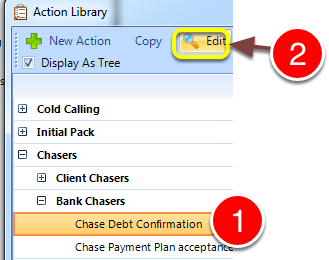 Select the required Action