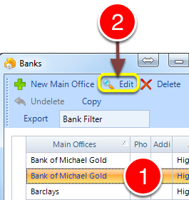 Open the bank edit window