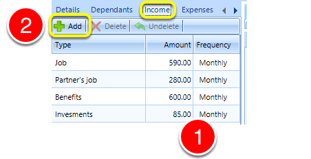 Add Income Sources