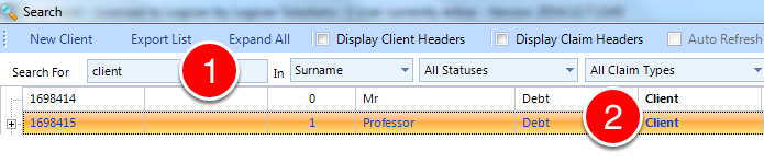 Open the required Client window