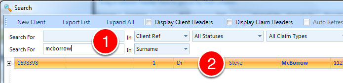 Select a Client
