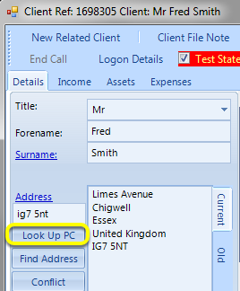 What is the Look Up PC button?