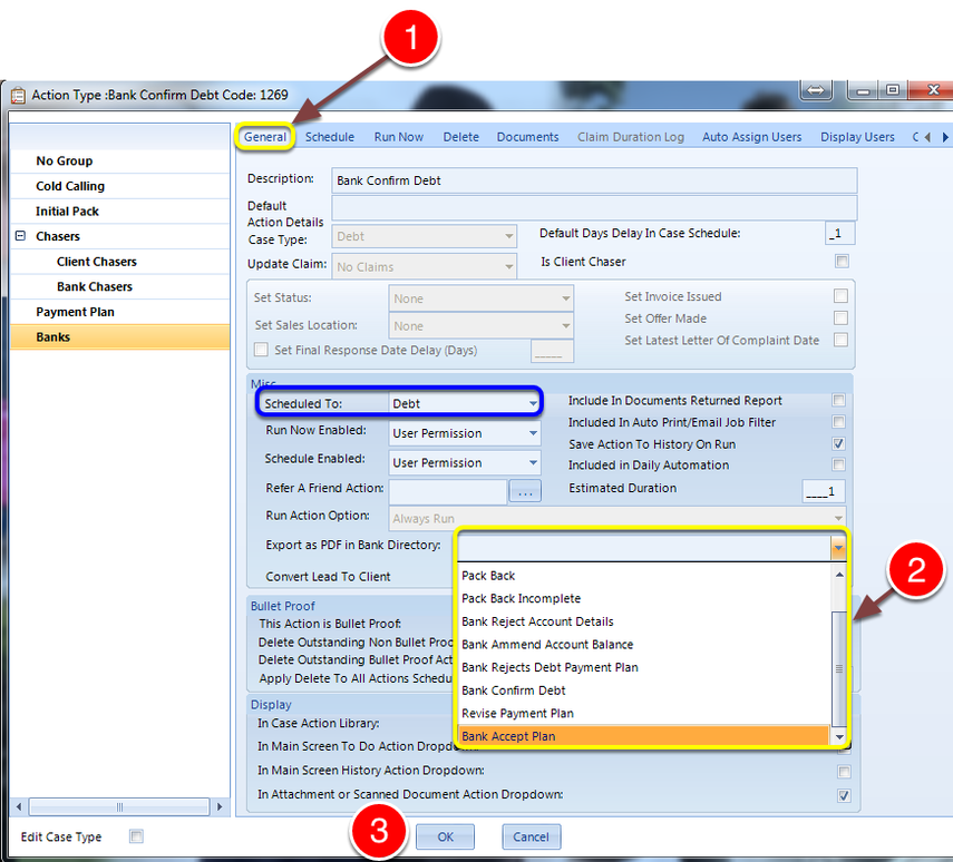 Choose the required attachment to be sent to the PDF folder