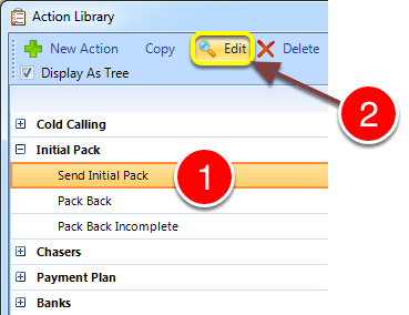 Select the required Action