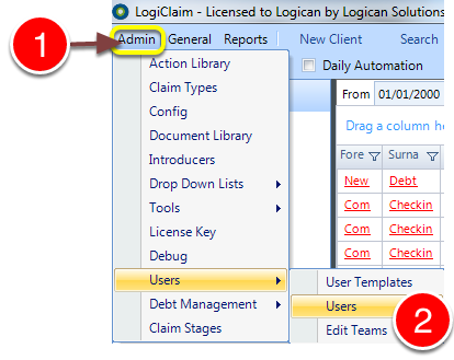 Open the Users window