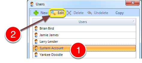 Select the User to edit