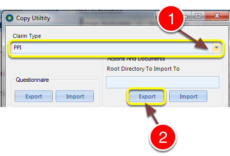 Select which Actions and Documents to Export
