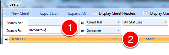Select the Client