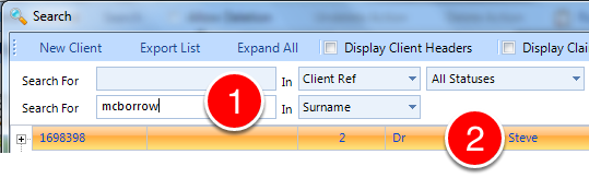 Select the required client