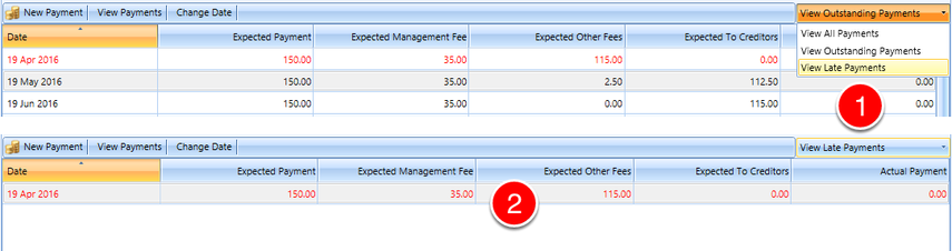Adjust to only show Late Payments