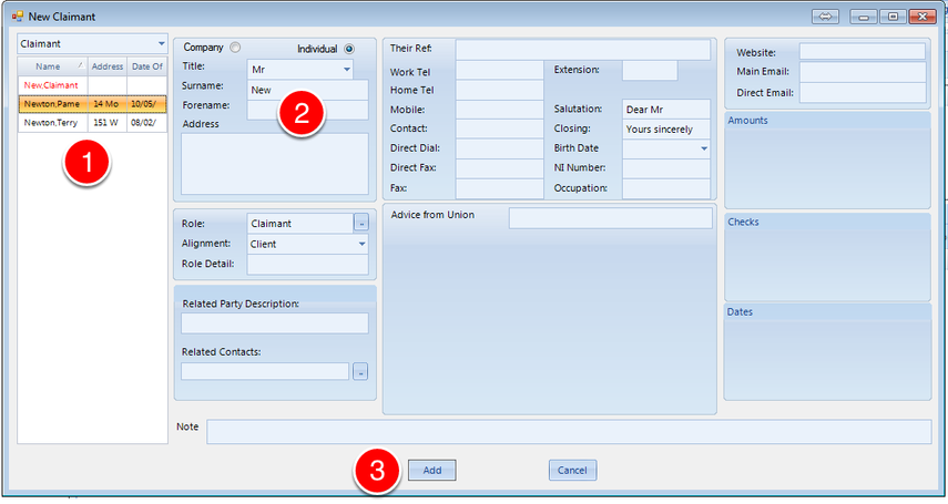 Enter the claimant details