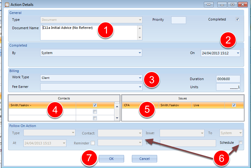 When the document is closed a details screen is displayed