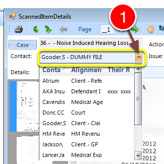 Select the Contact the document relates to