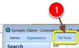 You can create a Telephone note from the main screen