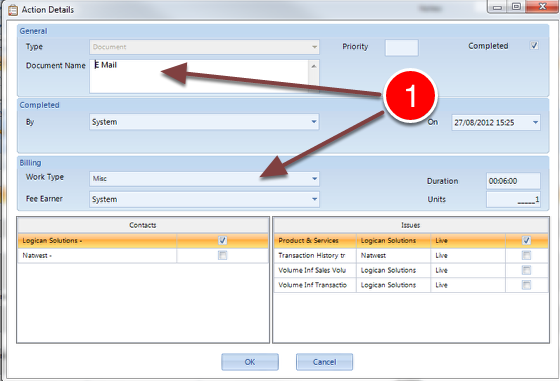 Edit the description and billable details of the document