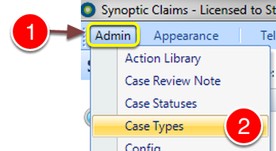 Open the Case Types Window