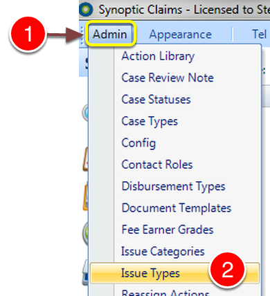 Open the Issue Types Window