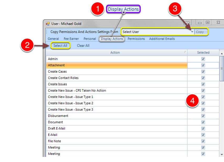 Choose which Actions to Display