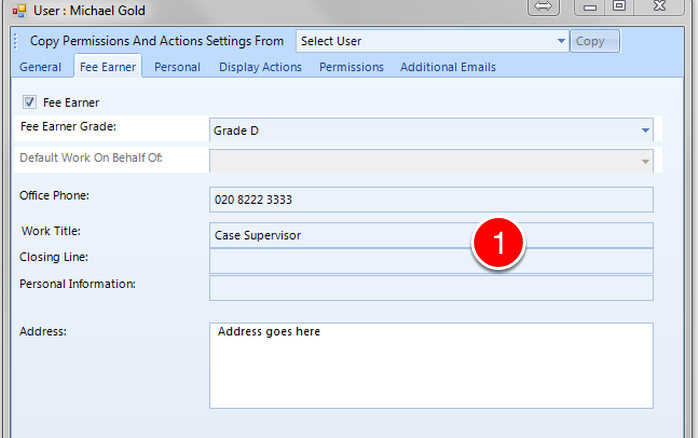 Enter remaining Fee Earner details