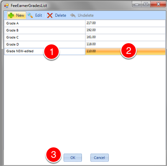 Edit a Fee Earner Grade