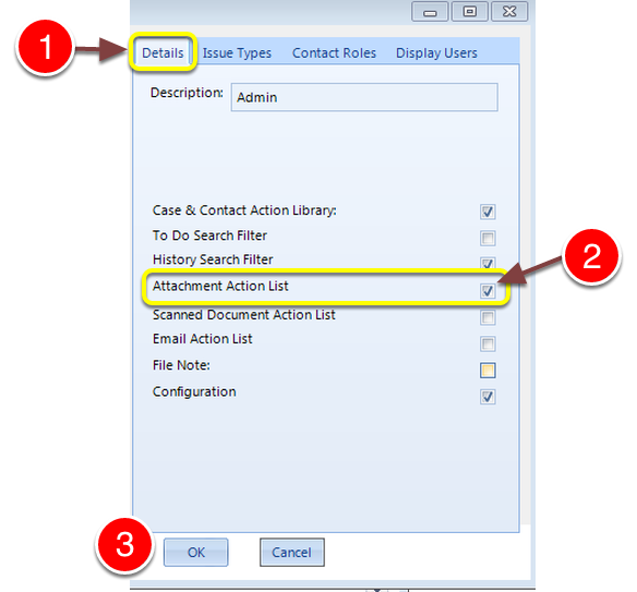 Turn on the Attachment Action List