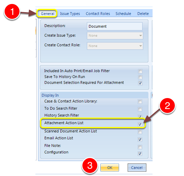 Turn on the Attachment Action List